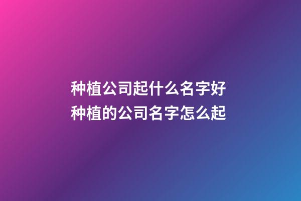 种植公司起什么名字好 种植的公司名字怎么起-第1张-公司起名-玄机派